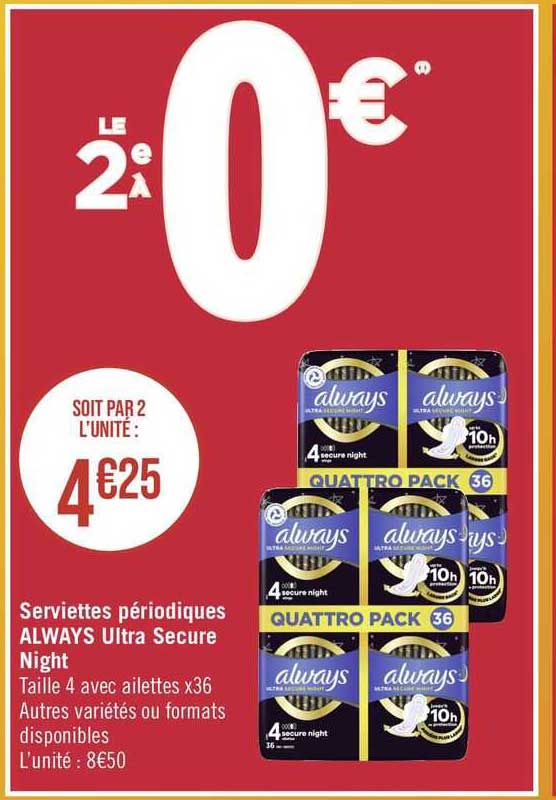 serviettes périodiques always ultra secure night