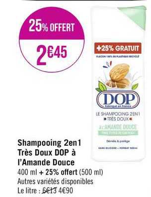 shampooing 2 en 1 très doux dop à l'amande douce