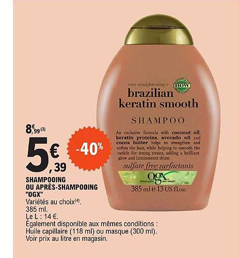 shampooing ou après-shampooing "ogx"