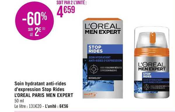 soin hydratant anti-rides d'expression stop  rides l'oréal paris men expert