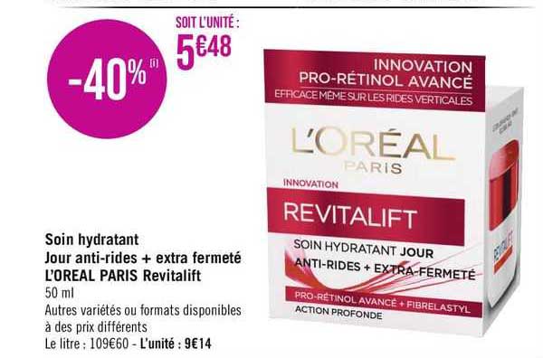 soin hydratant jour anti-rides + extra fermeté l'oréal paris revitalift