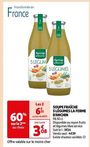 soupe fraîche 5 légumes la ferme d'anchin