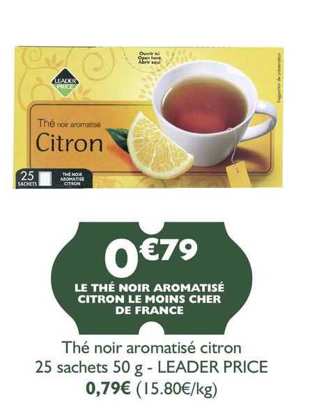 thé noir aromatisé citron - leader price