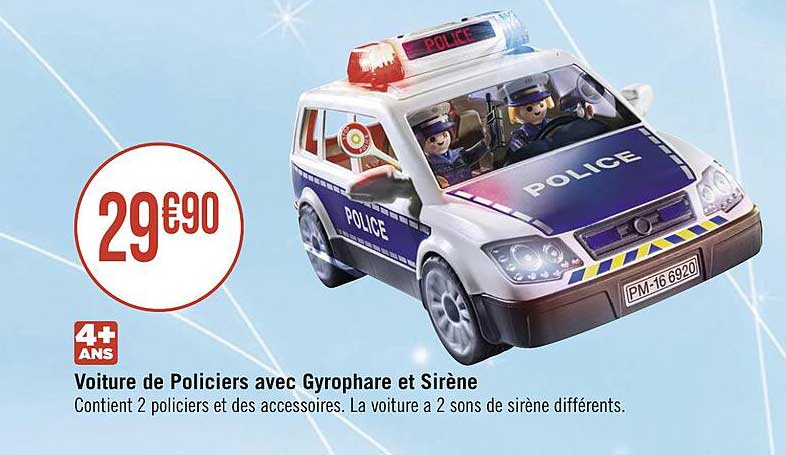 voiture de policiers avec gyrophare et sirène