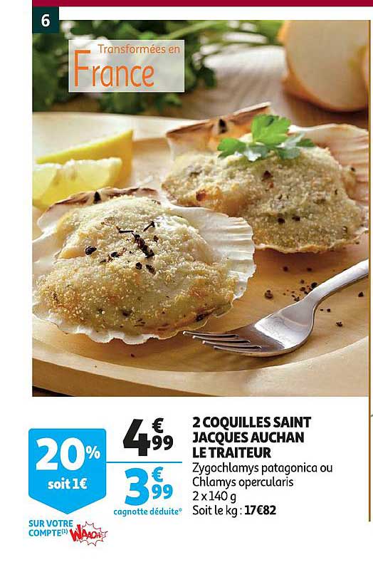 2 Coquilles Saint Jacques Auchan Le Traiteur