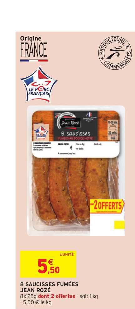 8 saucisses fumées jean rozé