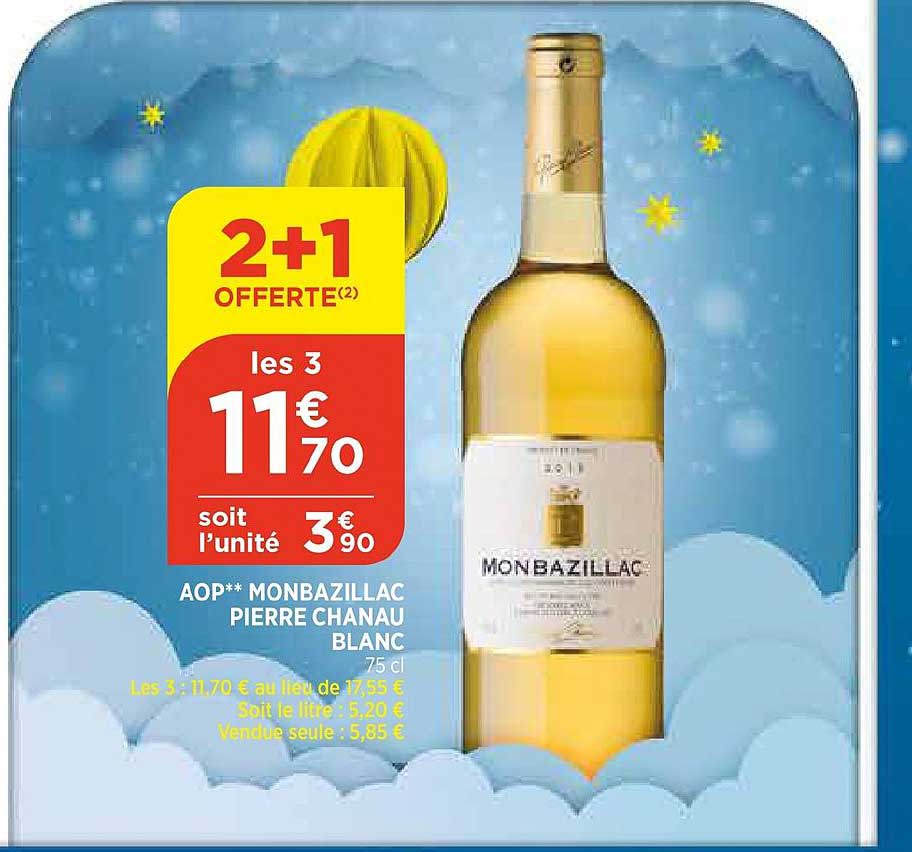 aop monbazillac pierre chanau blanc 2+1 offert