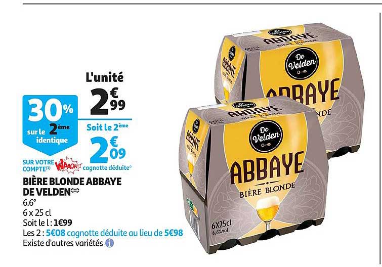Bière Blonde Abbaye De Velden 30% Sur Le 2ème Identique