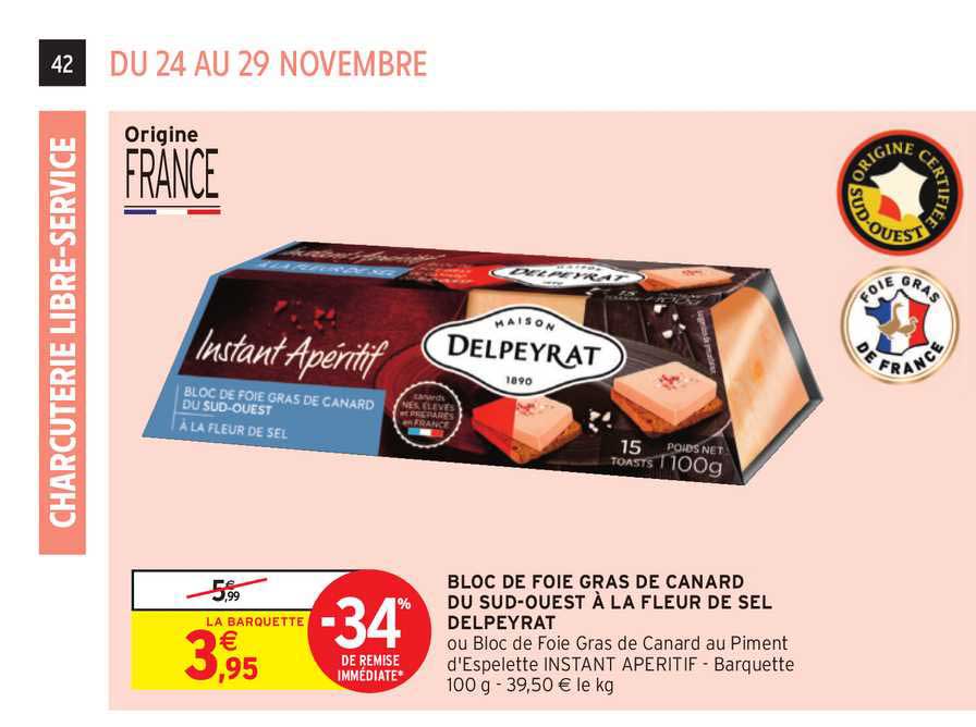 bloc de foie gras de canard du sud-ouest à la fleur de sel delpeyrat