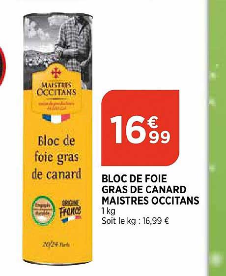 bloc de foie gras de canard maistres occitans