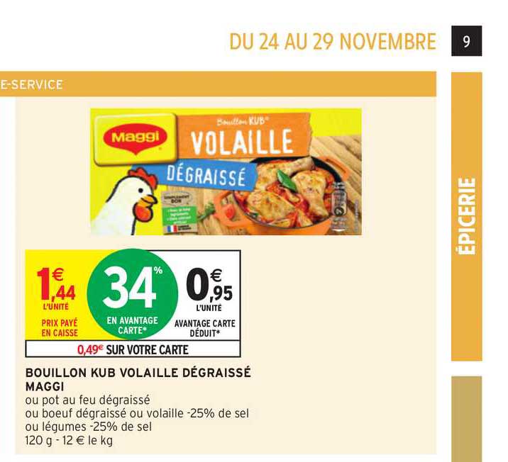 Bouillon Kub Volaille Dégraissé Maggi