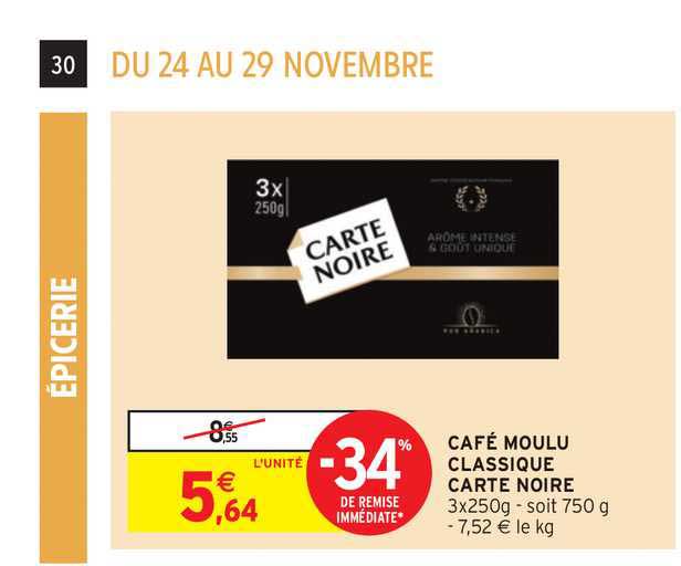 Café Moulu Classique Carte Noire -34% De Remise Immédiate