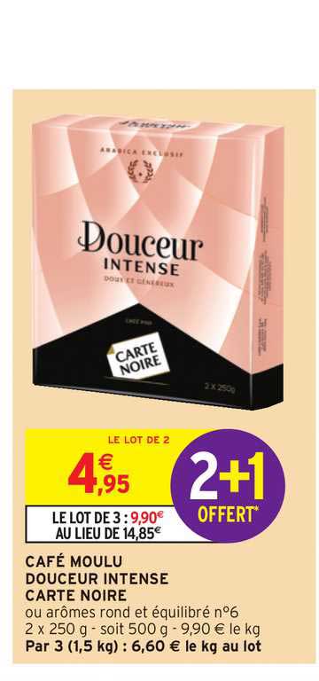 Café Moulu Douceur Intense Carte Noire 2+1 Offert