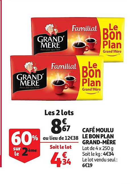 café moulu le bon plan grand mère 60% sur le 2ème