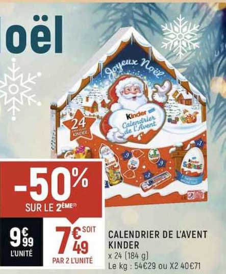 Calendrier De L'avent Kinder -50% Sur Le 2ème