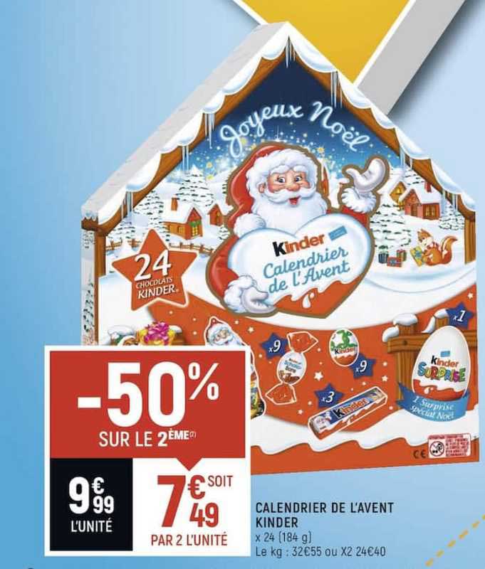 calendrier de l'avent kinder -50% sur le 2ème