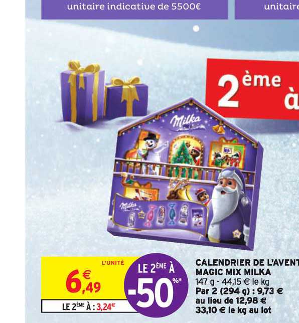 calendrier de l'avent magic mix milka le 2ème à -50%