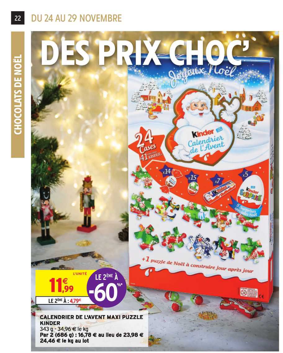 calendrier de l'avent maxi puzzle kinder le 2ème à -60%