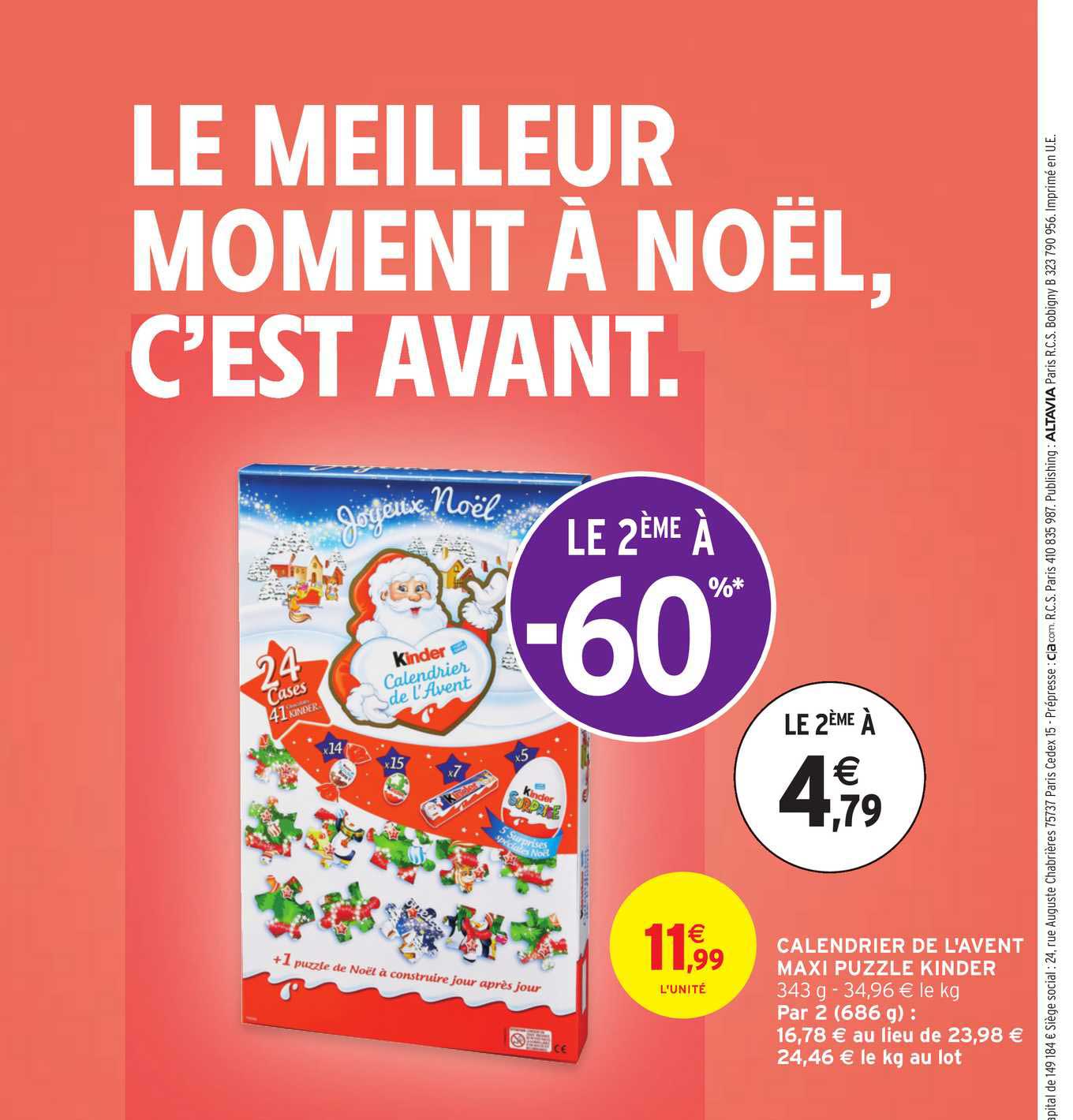 calendrier de l'avent maxi puzzle kinder