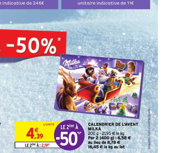 calendrier de l'avent milka le 2ème à -50%