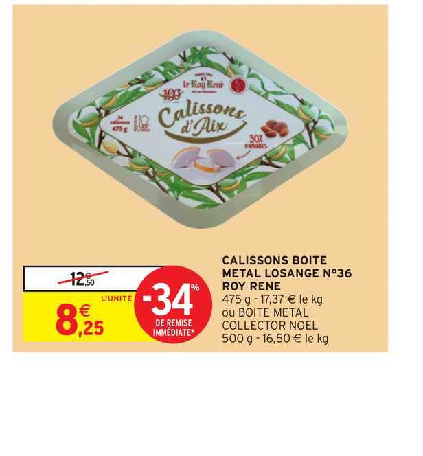calissons boîte metal losange n°36 roy rene