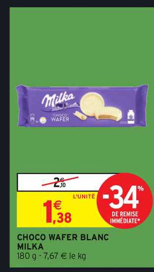 choco wafer blanc milka -34% de remise immédiate