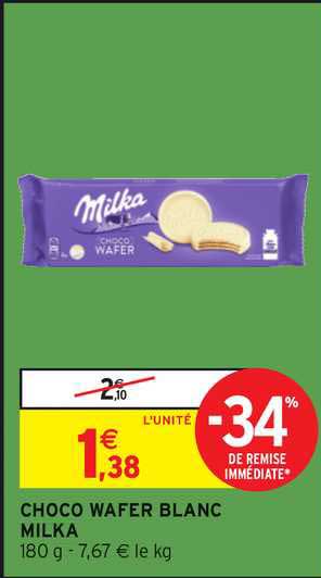 choco wafer blanc milka -34% de remise immédiate
