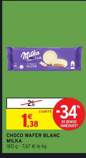 choco wafer blanc milka -34% de remise immédiate