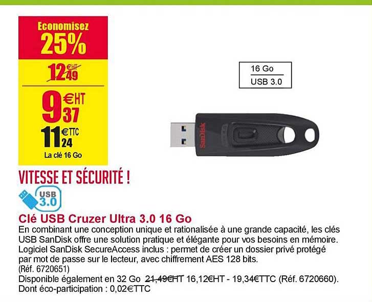 clé usb cruzer ultra 3.0 16 go