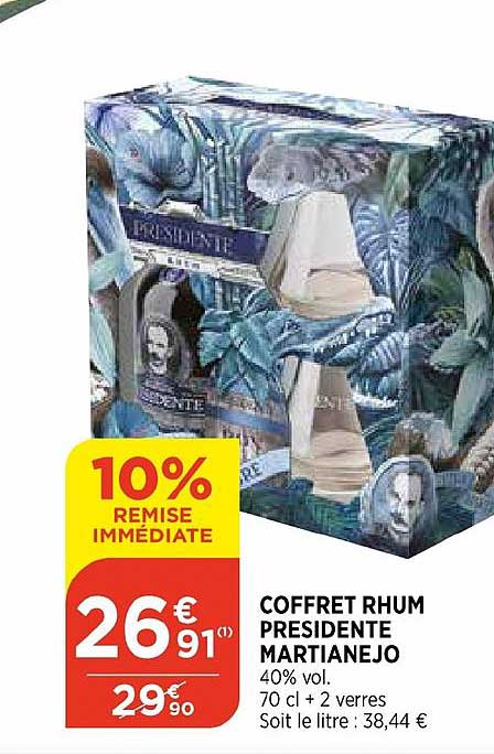 coffret rhum presidente martianejo 10% de remise immédiate
