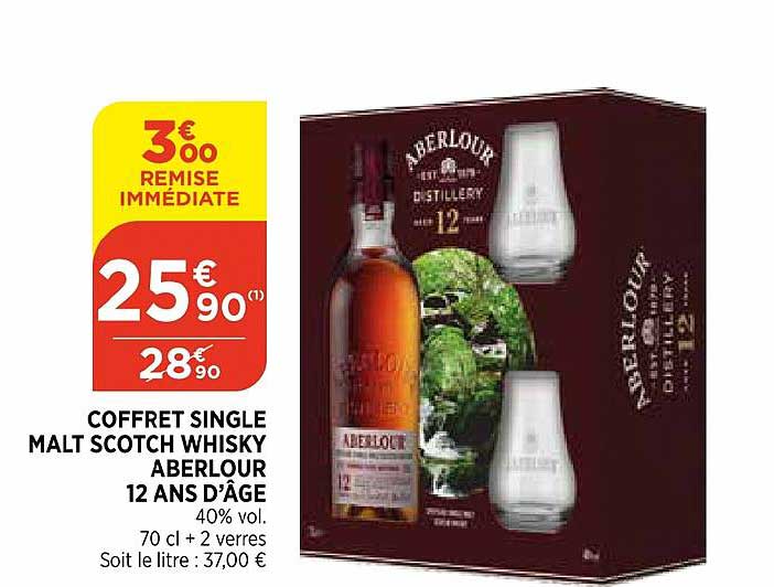 coffret single malt scotch whisky aberlour 12 ans d'âge