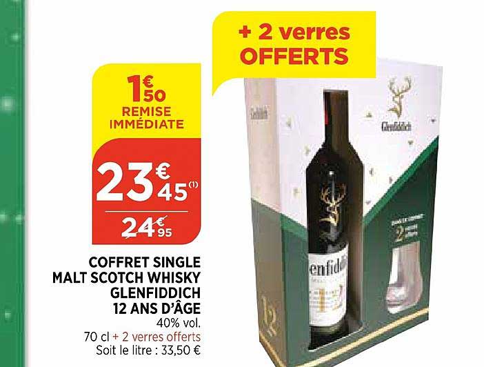 coffret single malt scotch whisky glenfiddich 12 ans d'âge