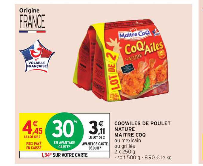 Coq'ailes De Poulet Nature Maître Coq