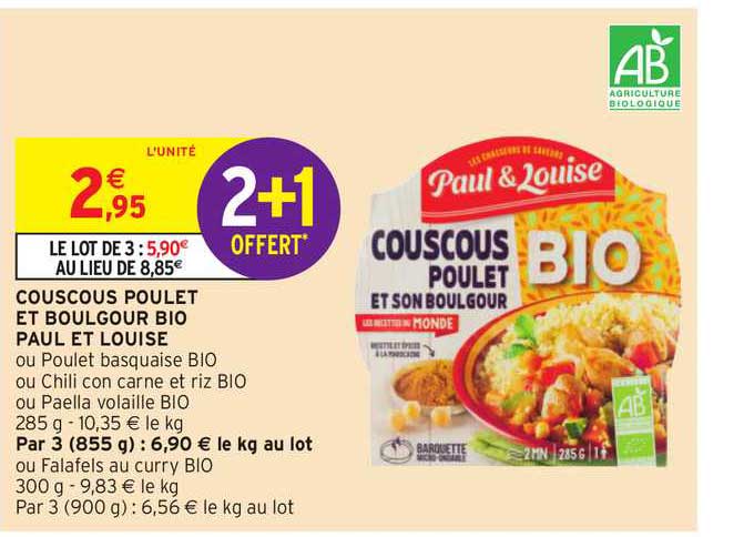 Couscous Poulet Et Boulgour Bio Paul Et Louise