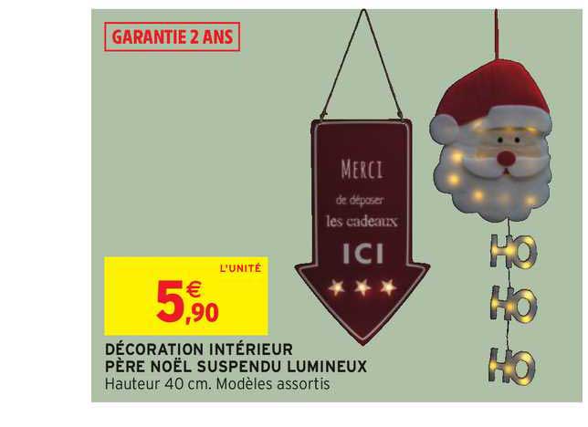 décoration intérieur père noël suspendu lumineux