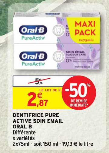 dentifrice pure active soin email oral b
