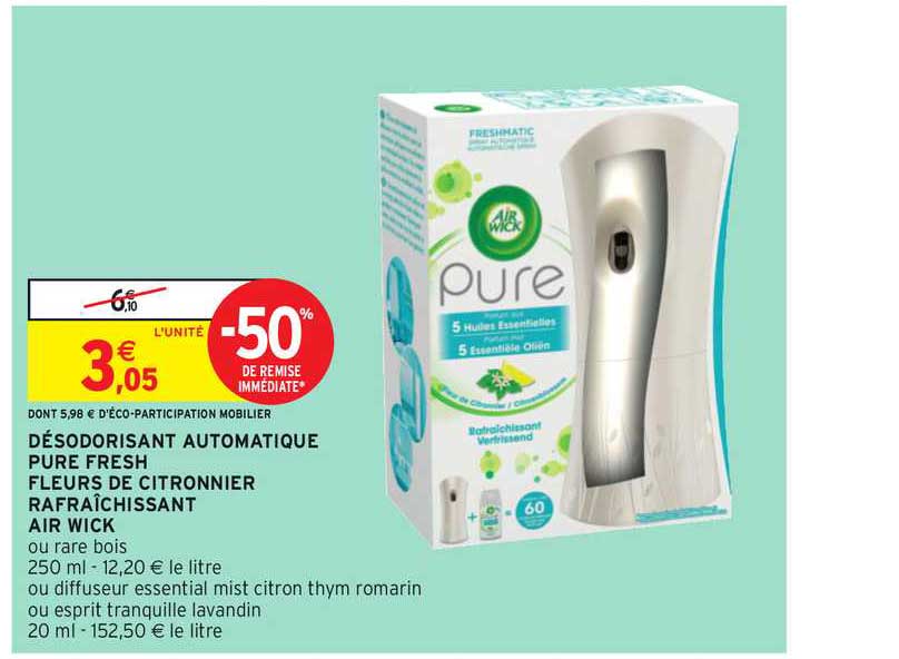 Désodorisant Automatique Pure Fresh Fleurs De Citronnier Rafraîchissant Air Wick