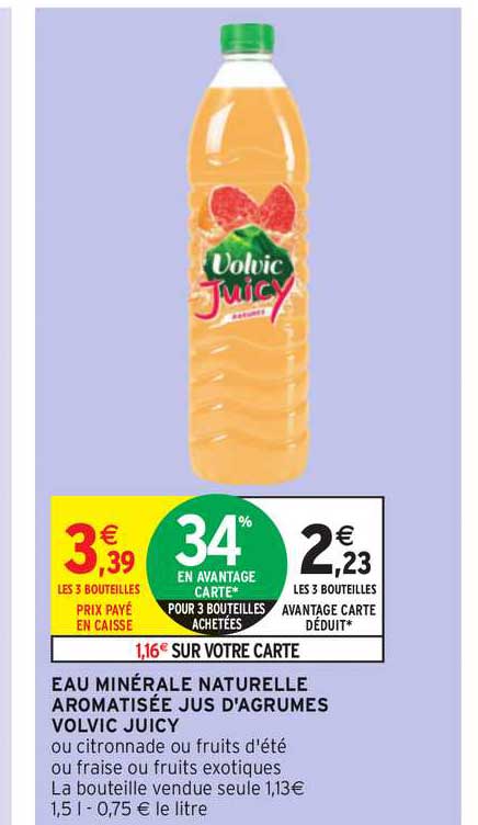 Eau Minéral Naturelle Aromatisée Jus D'agrumes Volvic Juicy