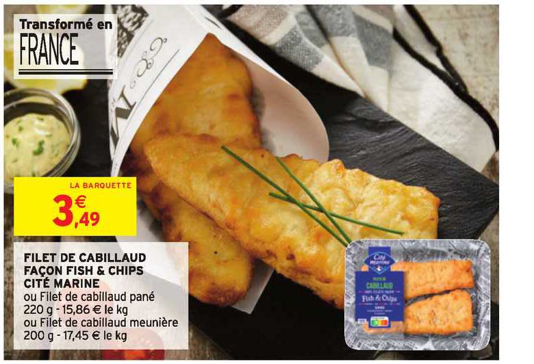 filet de cabillaud façon fish & chips cité marine