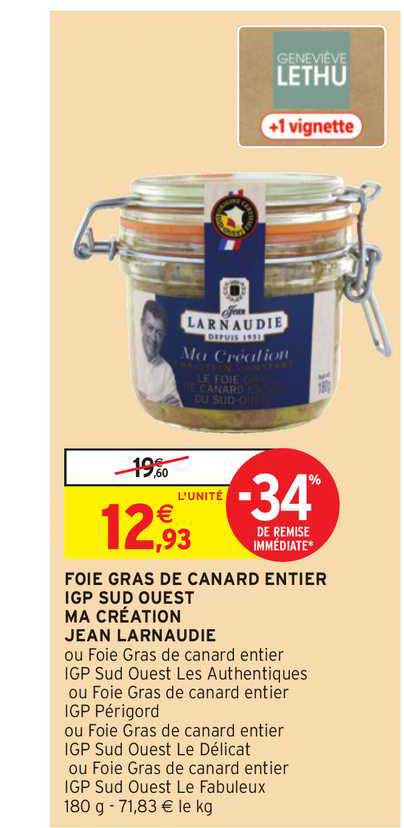 foie gras de canard entier igp sud -ouest ma création jean larnaudie