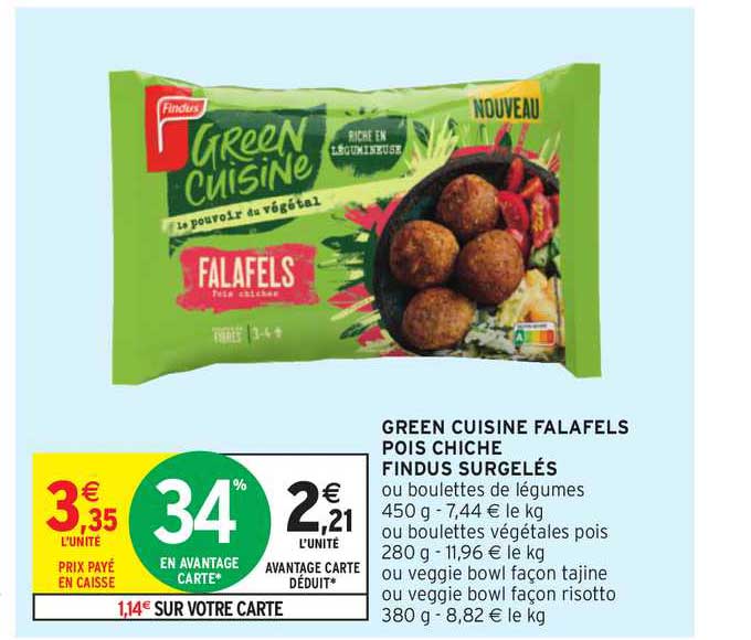 green cuisine falafels pois chiche findus surgelés