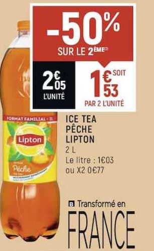 Ice Tea Pêche Lipton -50% Sur Le 2ème