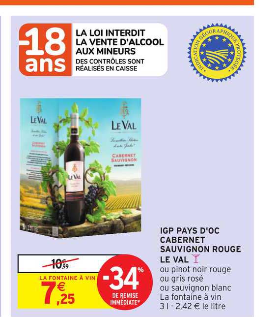 igp pays d'oc cabernet sauvignon rouge le val