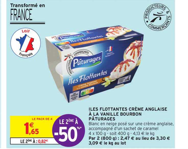iles flottantes crème anglaise à la vanille bourbon pâturages le 2ème à -50%