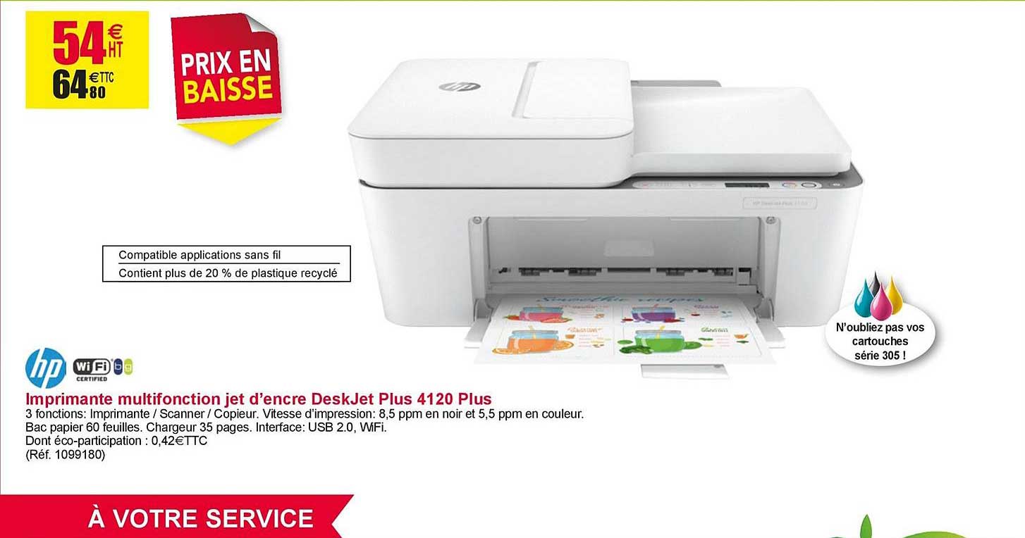 imprimante multifonction jet d'encre desjet plus 4120 plus hp