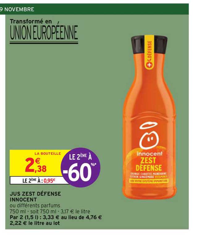 jus zest défense innocent le 2ème à -60%