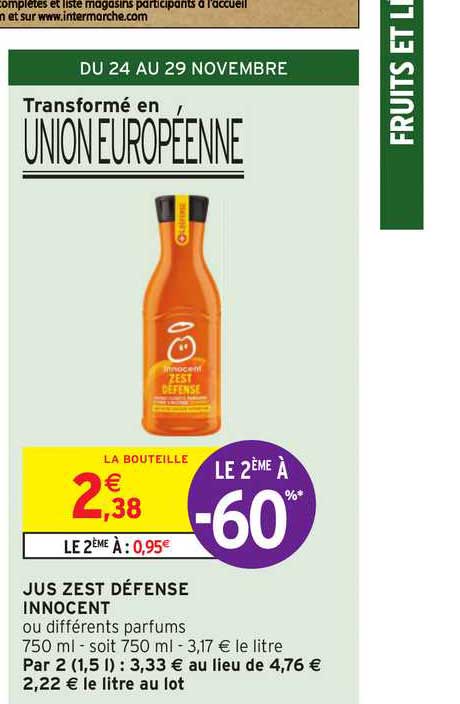 jus zest défense innocent le 2ème à -60%