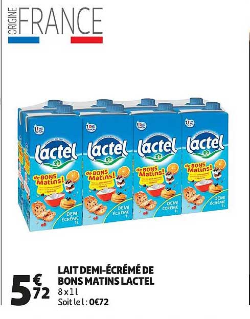 Lait Demi écrémé De Bons Matins Lactel