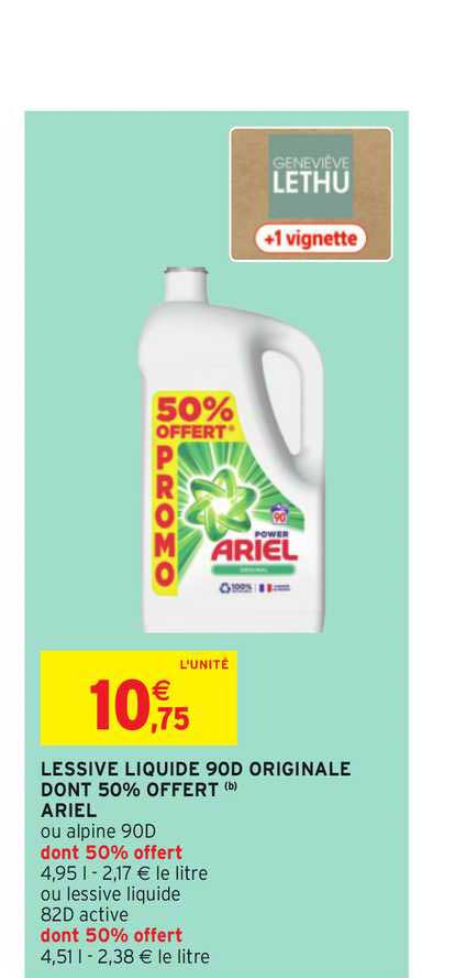 Lessive Liquide 90d Originale Dont 50% Offert Ariel