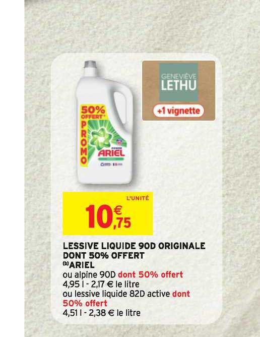 lessive liquide 90d originale dont 50% offert ariel